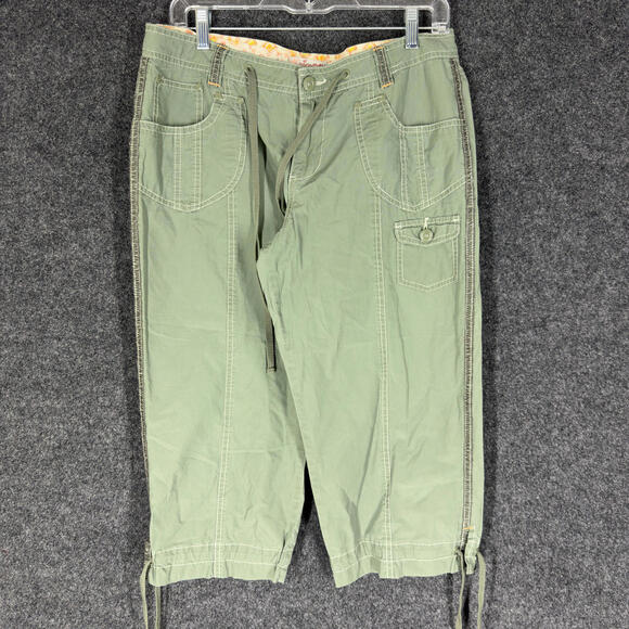 UNIONBAY Pants - Unionbay Cropped Pants Women 11 Green Mid Rise Flat Front Cotton Pockets Casual